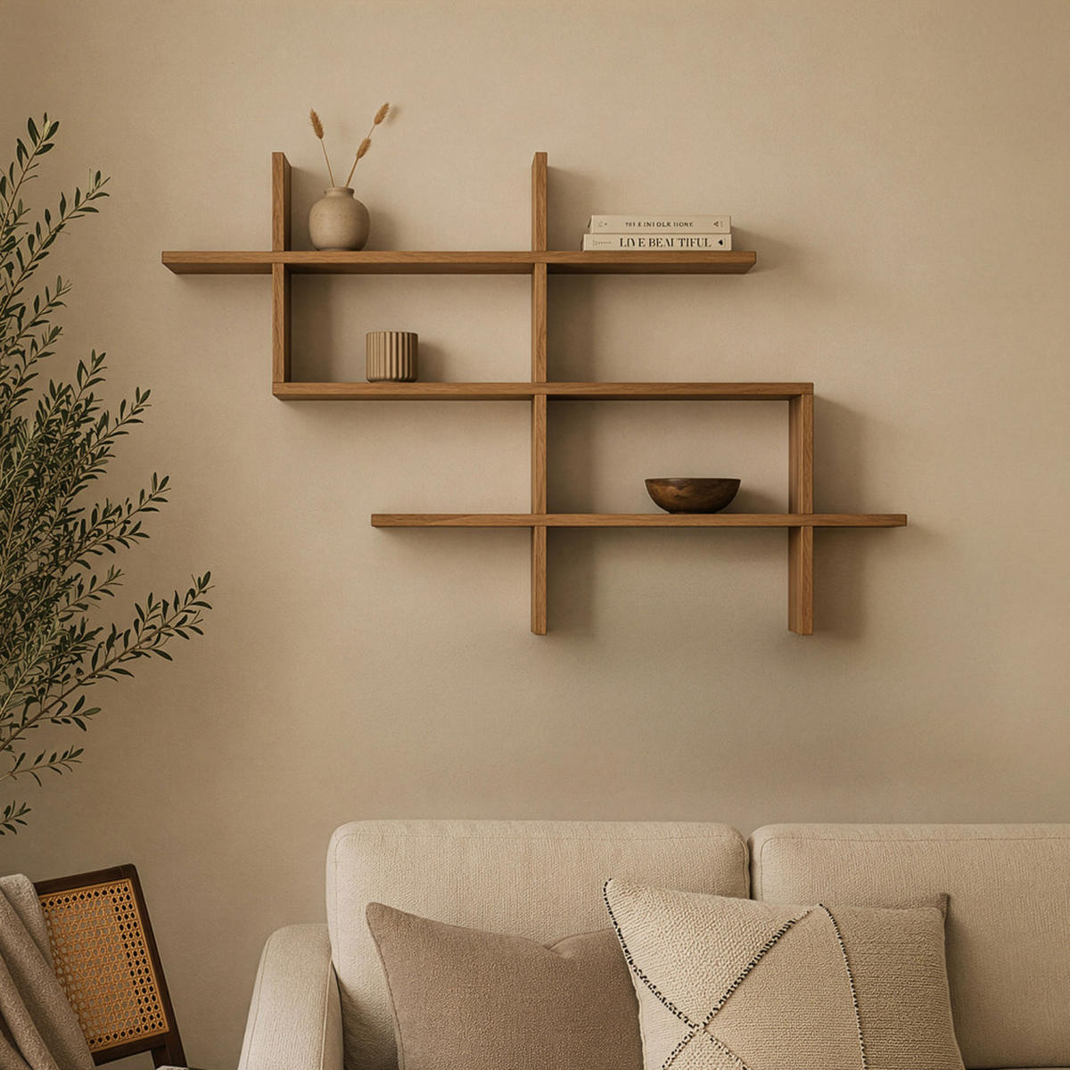 WANDREGAL aus Holz, L150cm - Graph - Klares Holz - Eschefarben, Holz (150/82/22cm) - Drawer