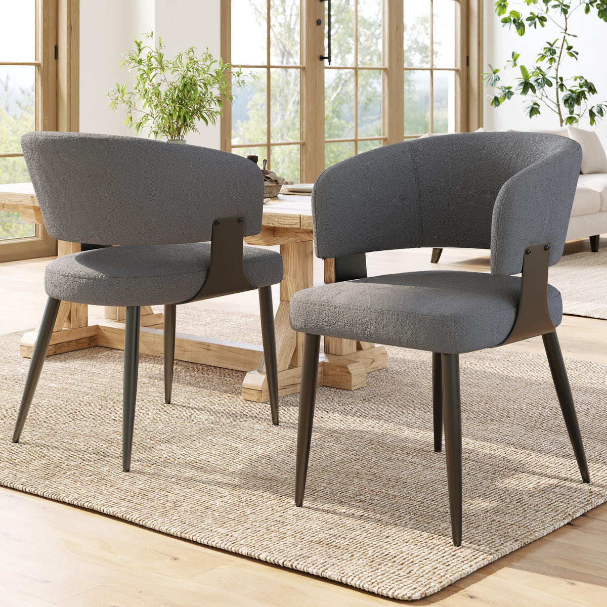 STUHL-SET DE-35615 2 Stück mit Flanellbezug Grau - Grau, Metall (46.5/81.5/59cm) - ComfortXL