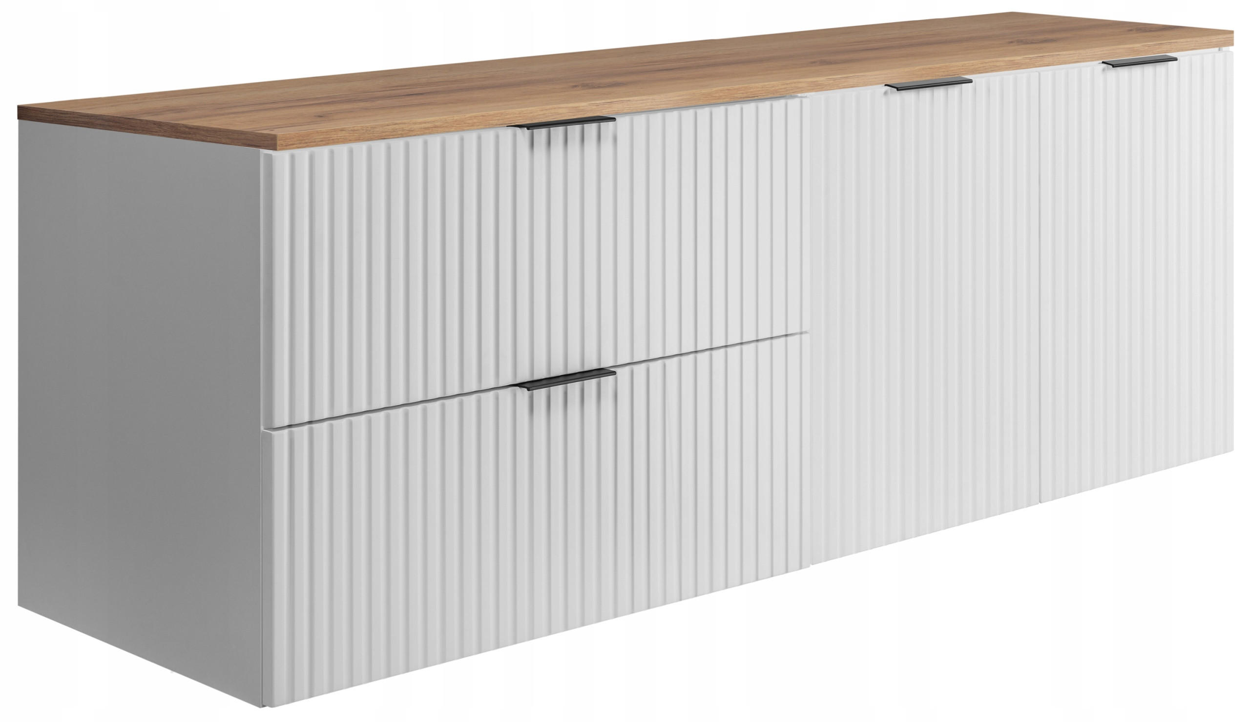 WASCHBECKUNTERSCHRANK FLOW + Platte Weiß matt 160/57/46 cm - Weiß, Holzwerkstoff (160/57/46cm) - Rodan