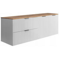 WASCHBECKUNTERSCHRANK FLOW + Platte Weiß matt 160/57/46 cm - Weiß, Holzwerkstoff (160/57/46cm) - Rodan