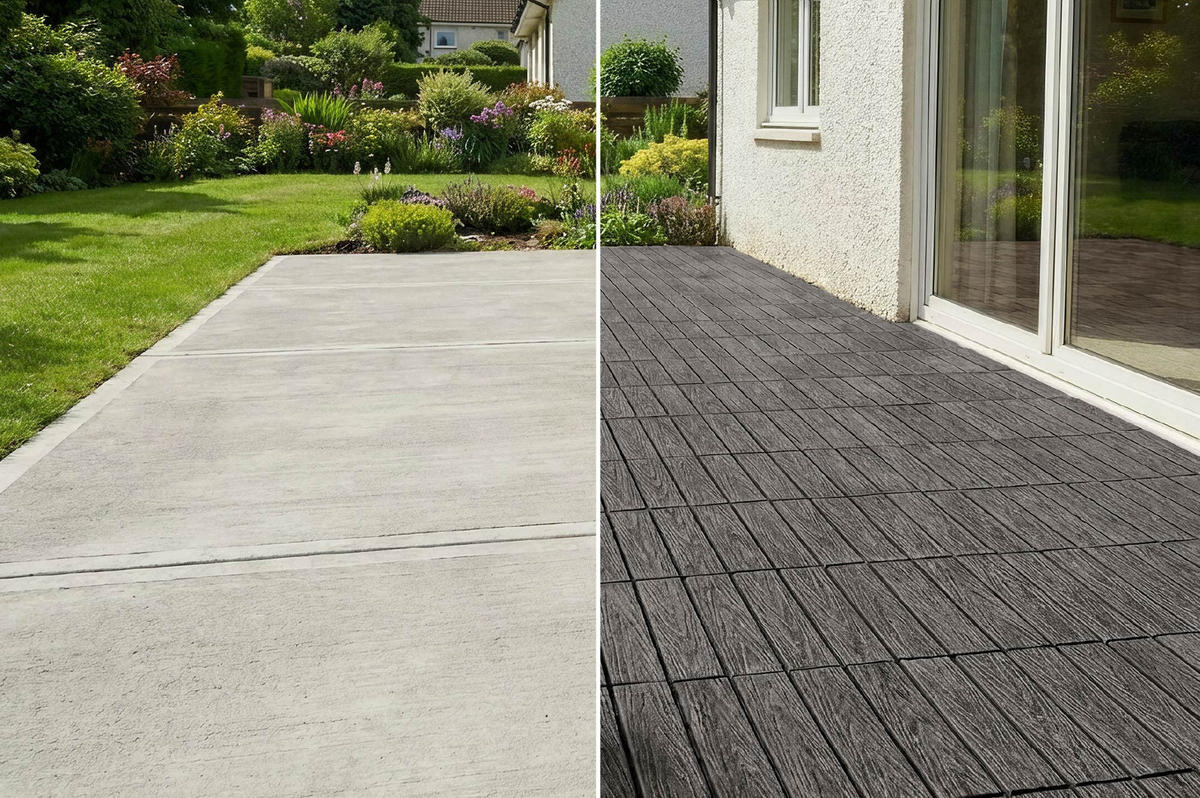 30ER-SET Terrassenplatten aus JURA-Verbundwerkstoff in grauer Holzoptik, 30 x 30 cm - Grau, Holzwerkstoff (30/30/2cm) - Casanoov