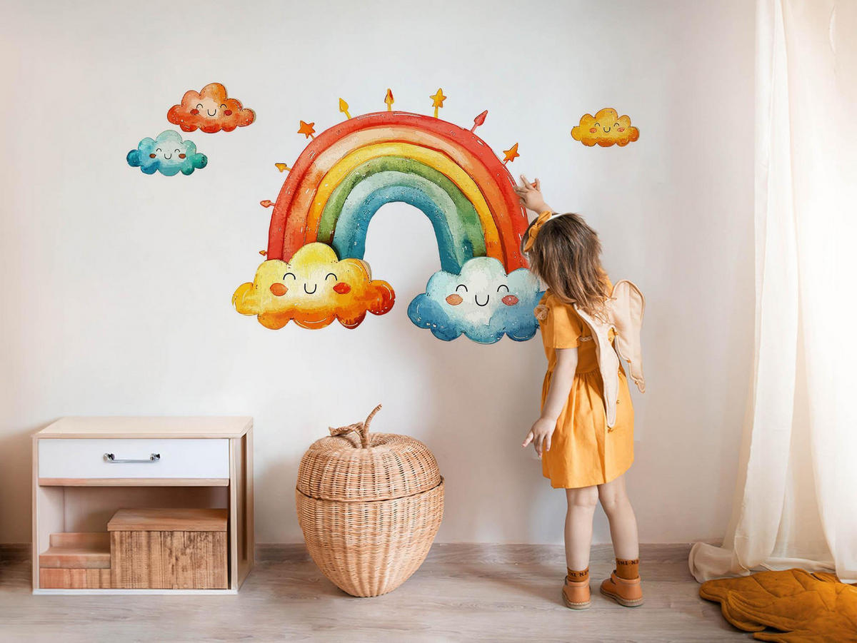 WANDAUFKLEBER 60x72cm - Bunter Regenbogen - Multicolor, Kunststoff (60/72/0.1cm) - Wallfluent
