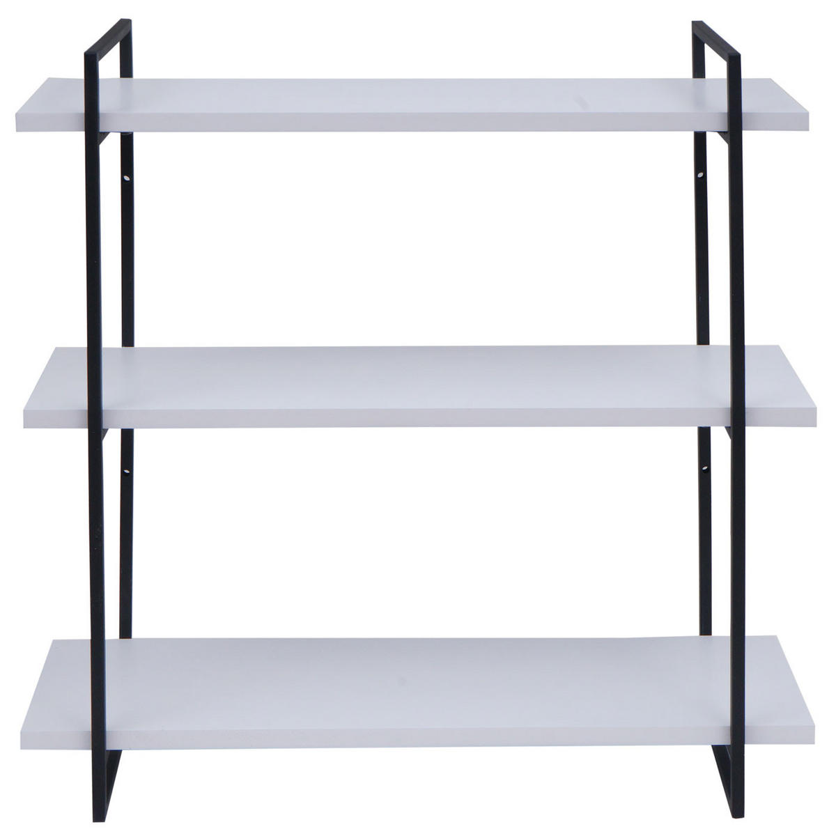 WANDREGAL 60x60x18cm 3 Regalböden Massiv-Holz Industrial Weiß - Schwarz, Holz (60/60/18cm) - BERLINLODGE