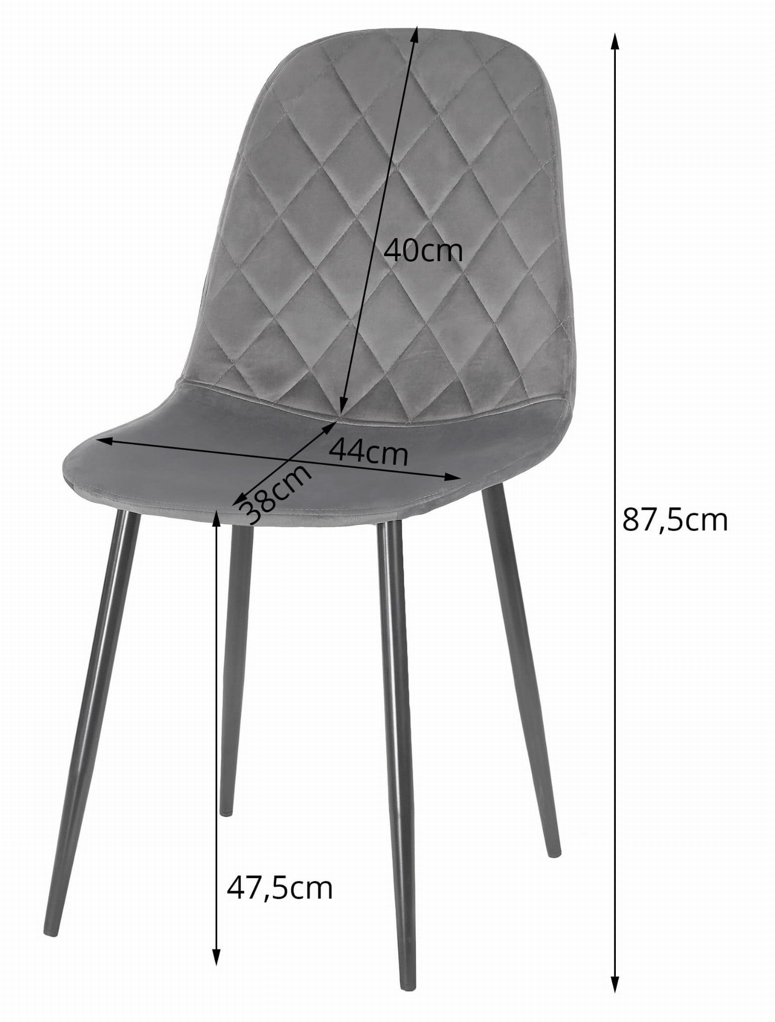 STUHL PIENZA 1 Stück, Blau, mit Samtstoff gepolstert - Blau, Textil/Metall (45/88/51cm) - Komodee