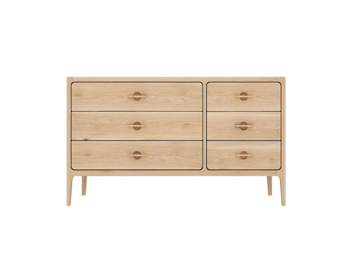 KOMMODE Elin, Natur Massiveiche - Beige, Holz (44/82.5/131.5cm) - WOODEK