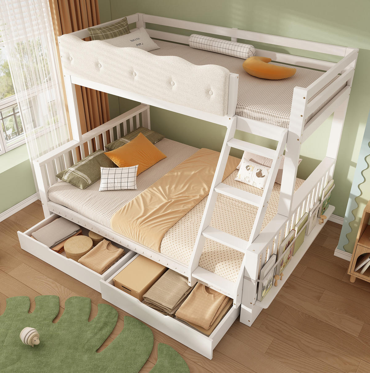 ETAGENBETT 90/200 cm und 140/200 cm Weiß mit Schubladen ohne Matratze - Weiß, Holz (140/200cm) - MIVRAY