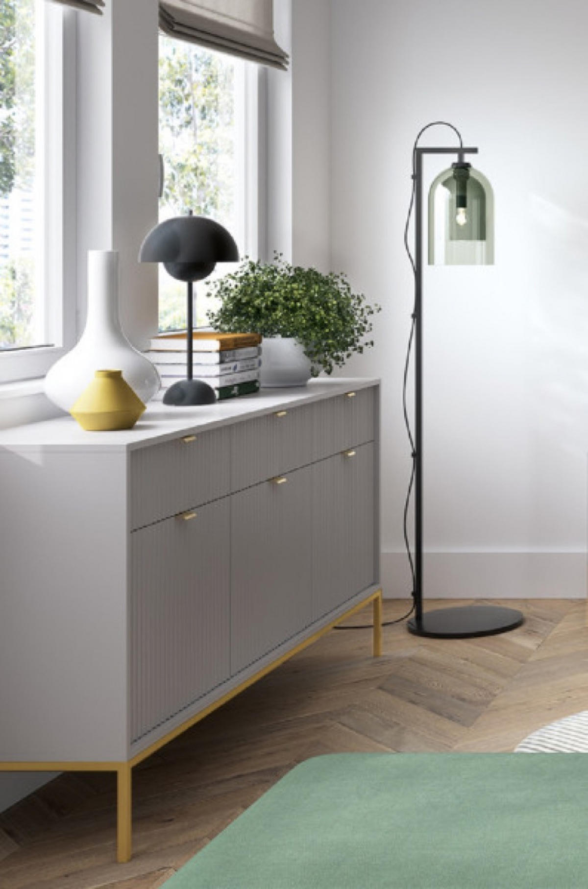 SIDEBOARD Grau NEW KSZ154 Gerillt St. Gold - Grau, Holzwerkstoff (154/83/39cm) - Sepro Meble