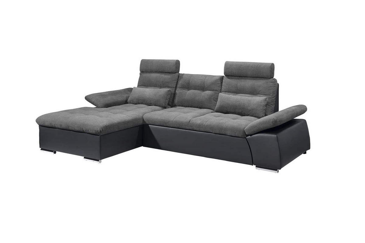 ECKSOFA mit Schlaffunktion und verstellbaren Armlehnen - Chromfarben/Zinkfarben, Kunststoff/Textil (268/170cm) - ed exciting design