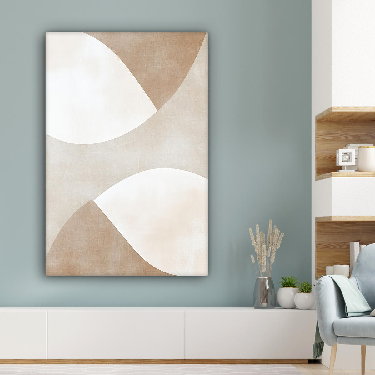 LEINWANDBILD Braun - Japandi - Abstrakt 80x120 cm - Sandfarben, Textil (80/120cm) - MuchoWow