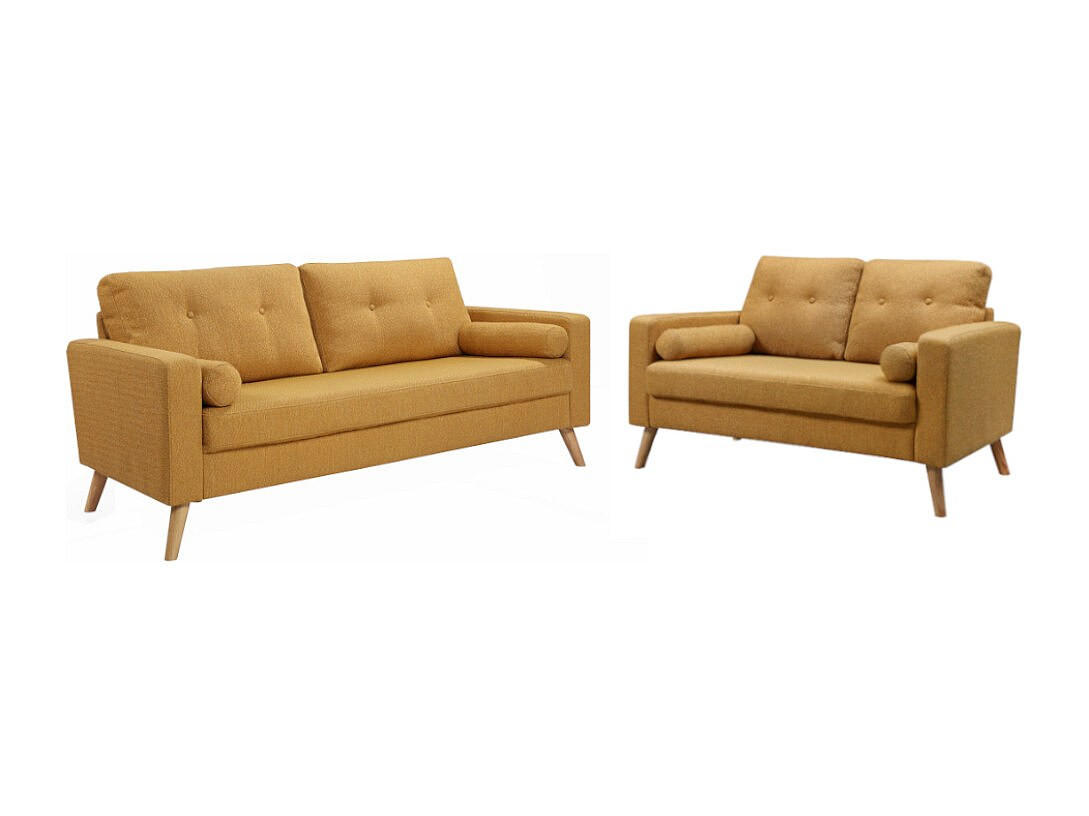 COUCHGARNITUR - 5 Personen - stoff - gelb Tatum - Gelb, Holz/Textil (130/83/81cm) - Vente-Unique