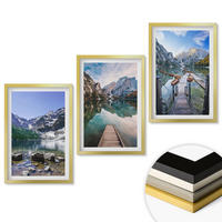 WANDBILDER 3er Set - 40x60 cm Goldrahmen - Berge, Seen, Holzstege - Goldfarben, Kunststoff (40/60cm) - ArtPrintCave