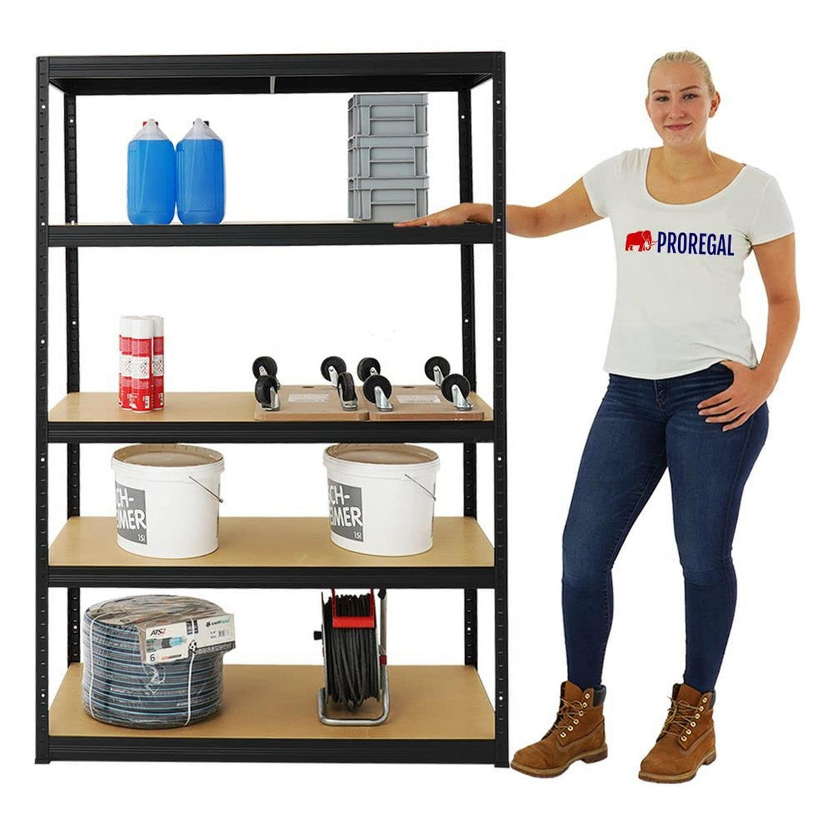 SCHWERLASTREGAL Big Elephant M 180x120x60 cm Fachlast 250 kg Schwarz - Schwarz, Metall (120/180/60cm) - PROREGAL