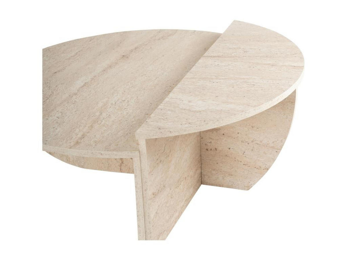 COUCHTISCH 2-teilig - Travertin-Optik - Beige- ALOEVA - Beige, Holz (90/60/30cm) - Vente-Unique