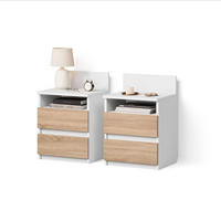 NACHTTISCH Roya, Weiß/Sonoma, 2er Set - Weiß/Sonoma Eiche, Holzwerkstoff (39.6/59.1/32.3cm) - Livinity®