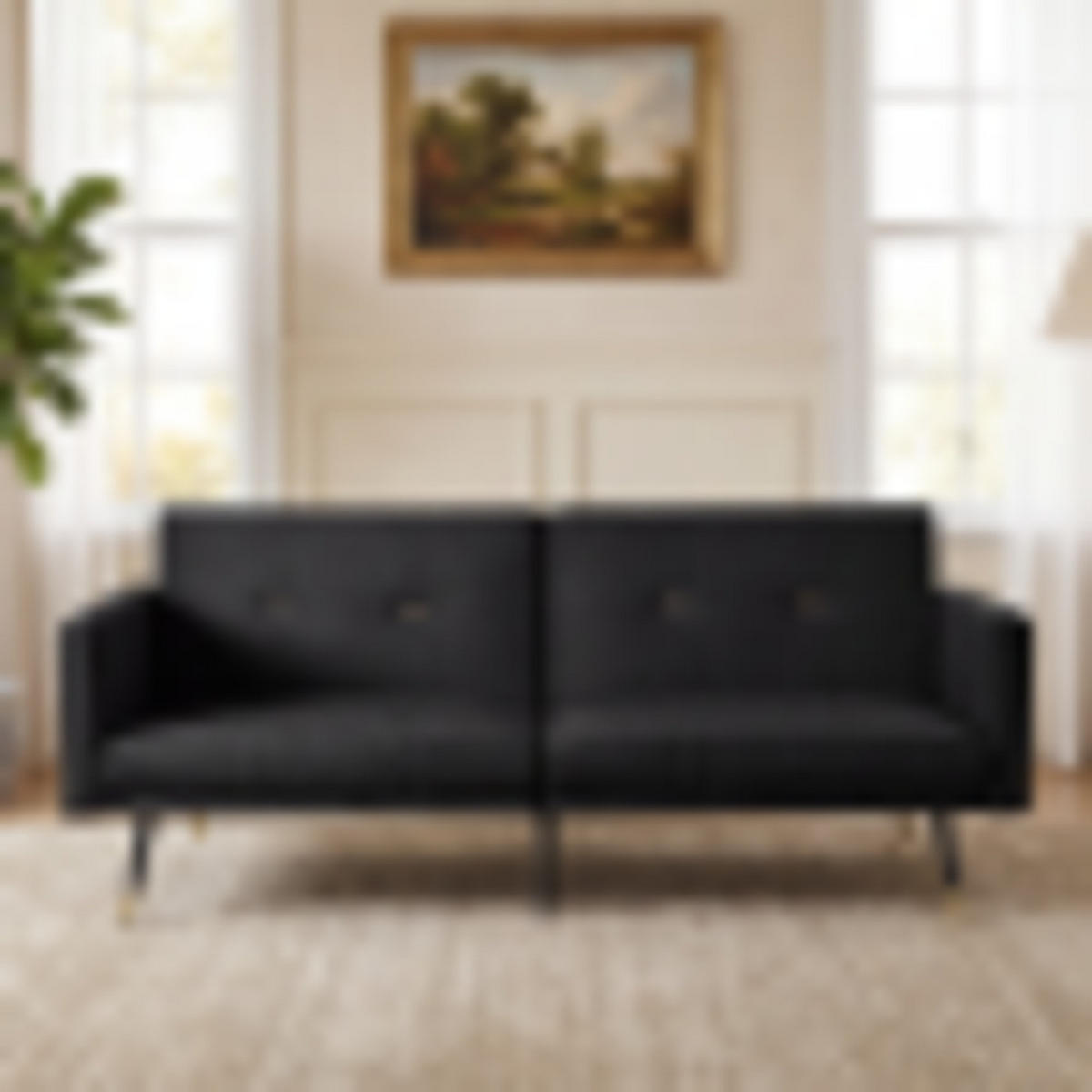 SCHLAFSOFA aus Samt mit verstellbaren Rückenlehnen, schwarz - Schwarz, Textil (89/70/164cm) - Luhomfu