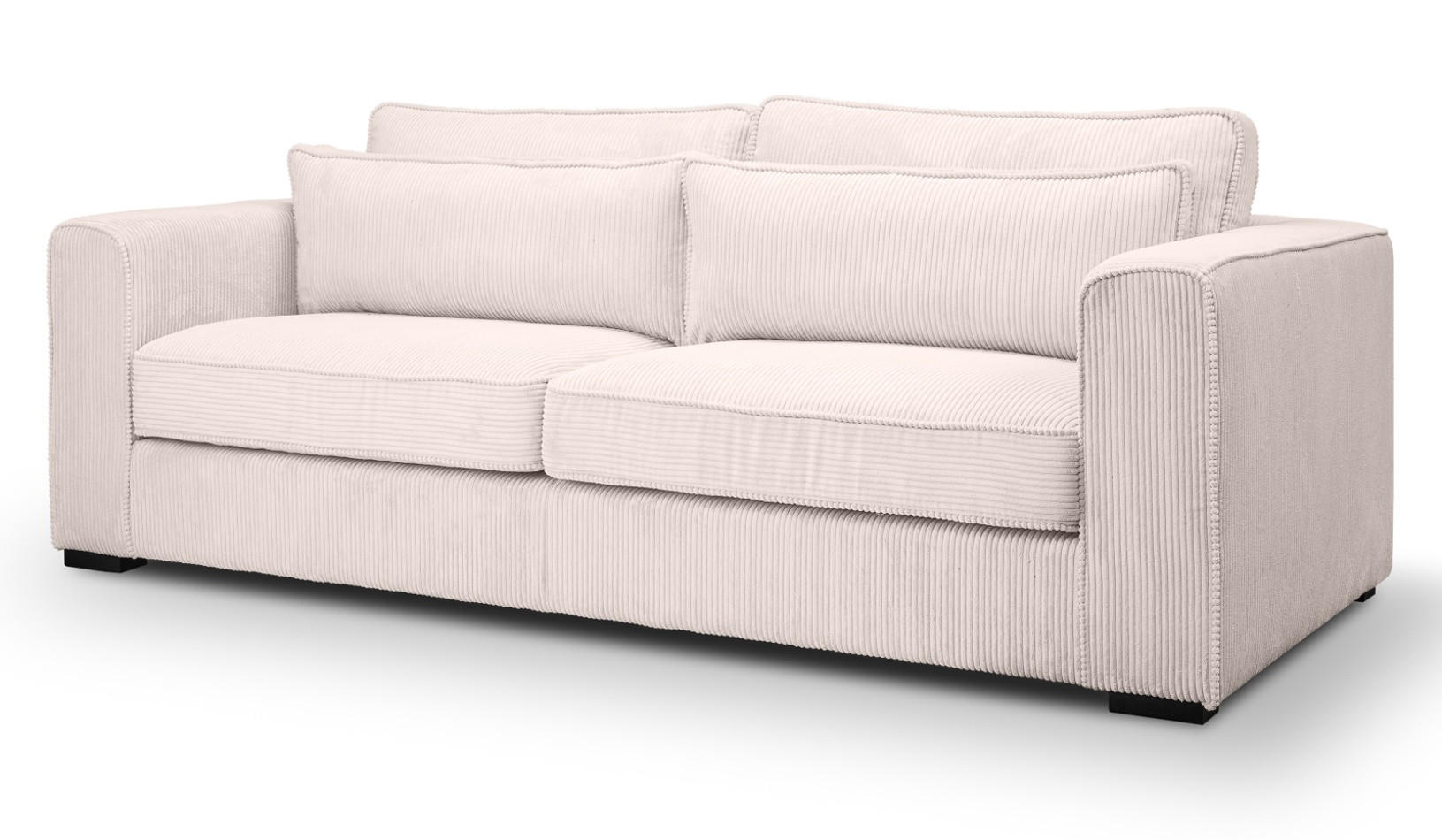 SOFA grau-beige Cord 3-Sitzer 241 cm, Couch mit Wellenfederung - Beige/Schwarz, Holzwerkstoff/Kunststoff (241/92/112cm) - Inn.Furn