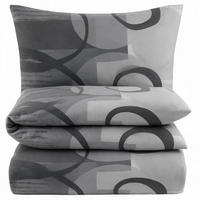 BIBER-BETTWÄSCHE 135x200 - Kuschelig warmer Flanell Bettbezug aus 100% Baumwolle für Herbst & Winter - Kreis Muster Grau - Grau, Textil (135/200cm) - Carpe Sonno