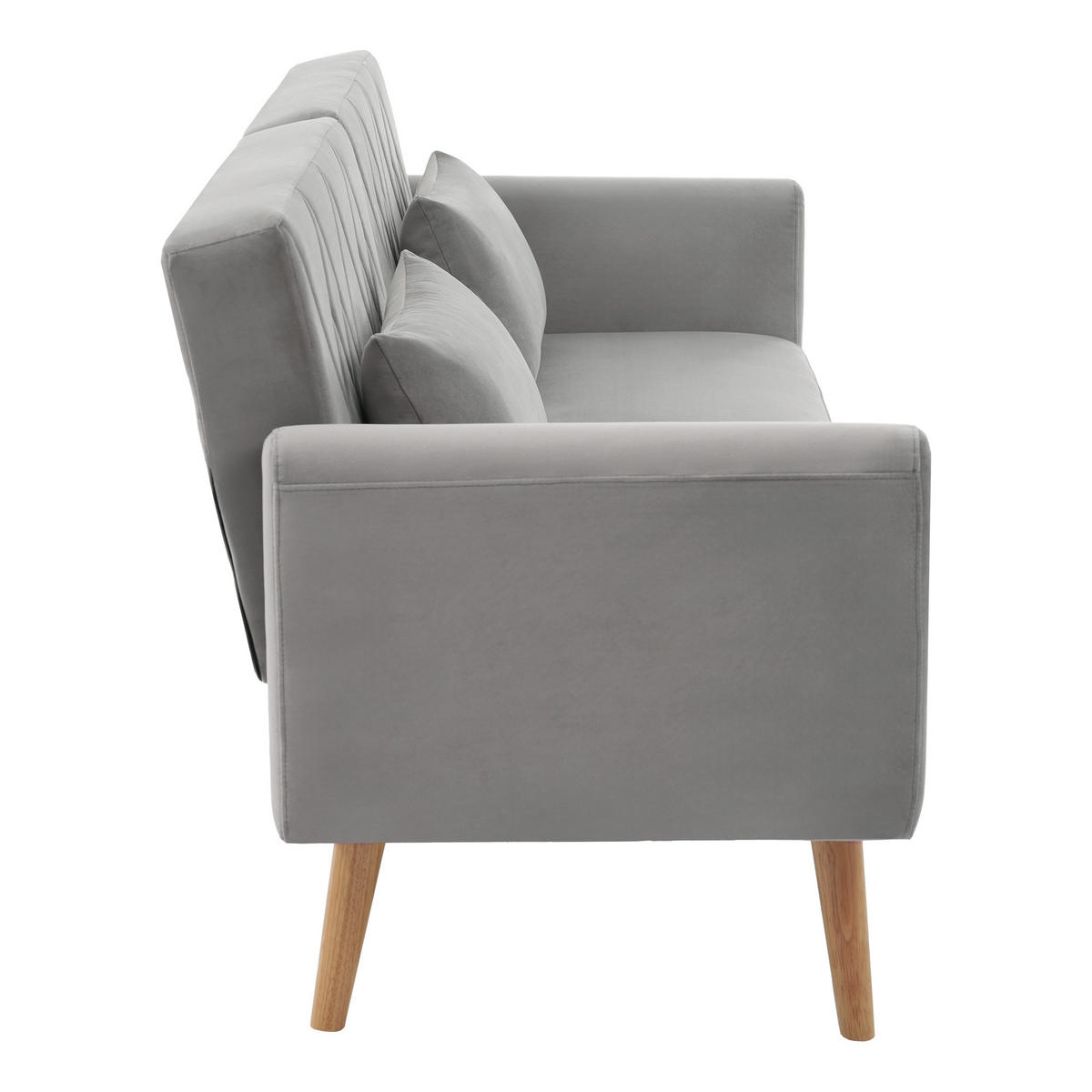 SCHLAFSOFA Zweisitzer mit verstellbaren Rückenlehnen aus Samt Grau 180/75/82 cm - Grau, Textil (180/82/75cm) - OKWISH