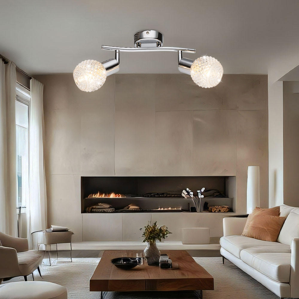 Thumbnail - Globo Lighting Deckenleuchte, Silber, Glas, 8x19x25 cm, Lampen & Leuchten, Innenbeleuchtung, Deckenleuchten