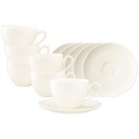 MILCHKAFFEETASSEN MIT UNTERTASSEN Savona Fine Diamond creme 340 ml 6er Set - Creme, Keramik (16/8.9/16cm) - Seltmann Weiden