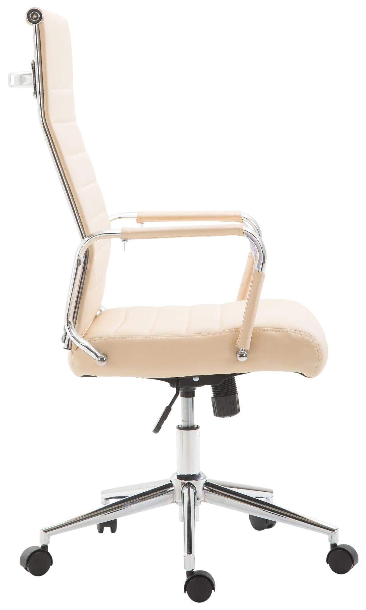 DREHSTUHL Lederlook creme - Chromfarben/Creme, Textil/Metall (58/105/66cm) - CLP