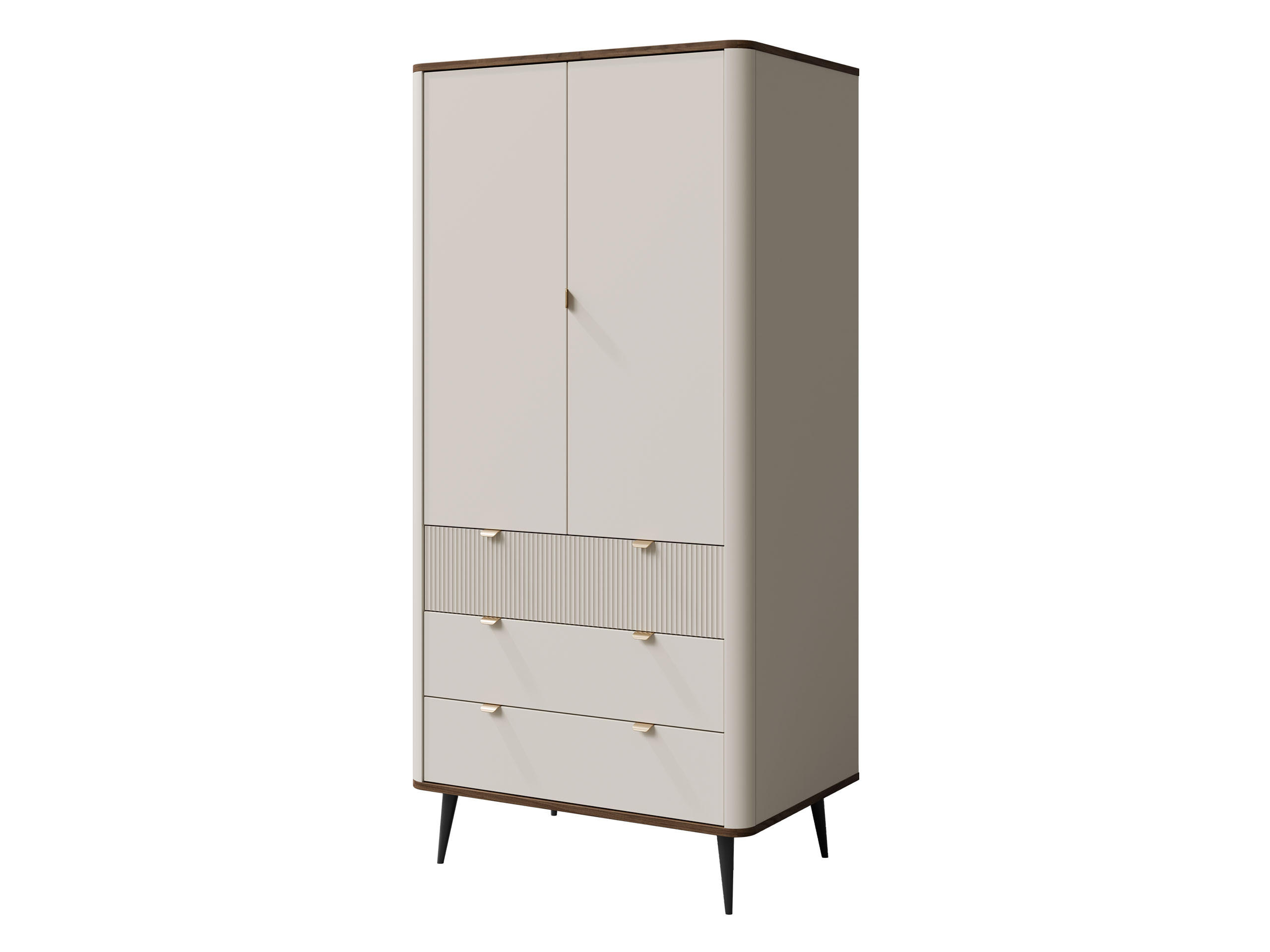 DREHTÜRENSCHRANK Marly 3S2D RE01 - Kaschmir/Goldfarben, Holzwerkstoff/Metall (90/191/40cm) - MIRJAN24