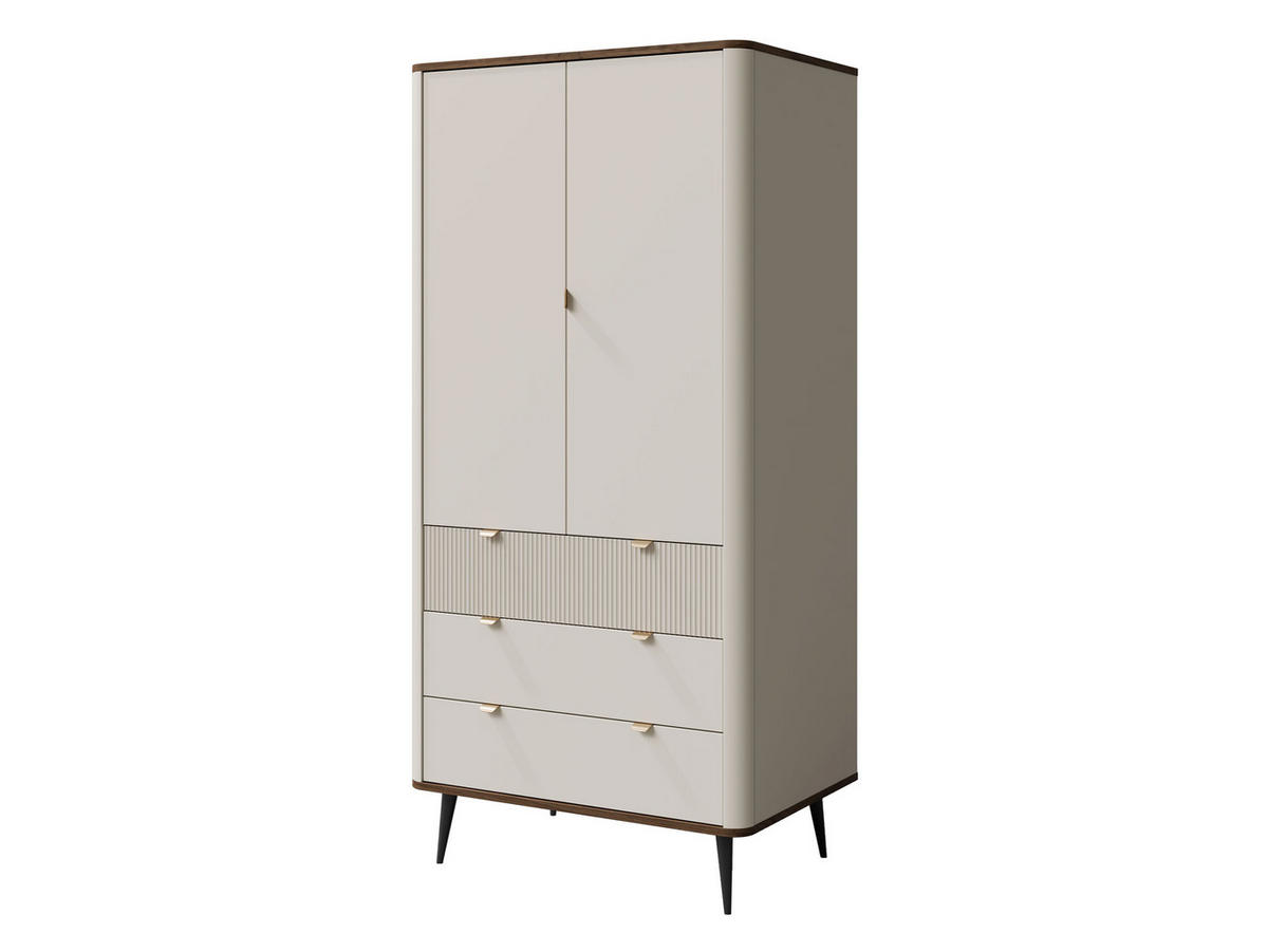 DREHTÜRENSCHRANK Marly 3S2D RE01 - Kaschmir/Goldfarben, Holzwerkstoff/Metall (90/191/40cm) - MIRJAN24