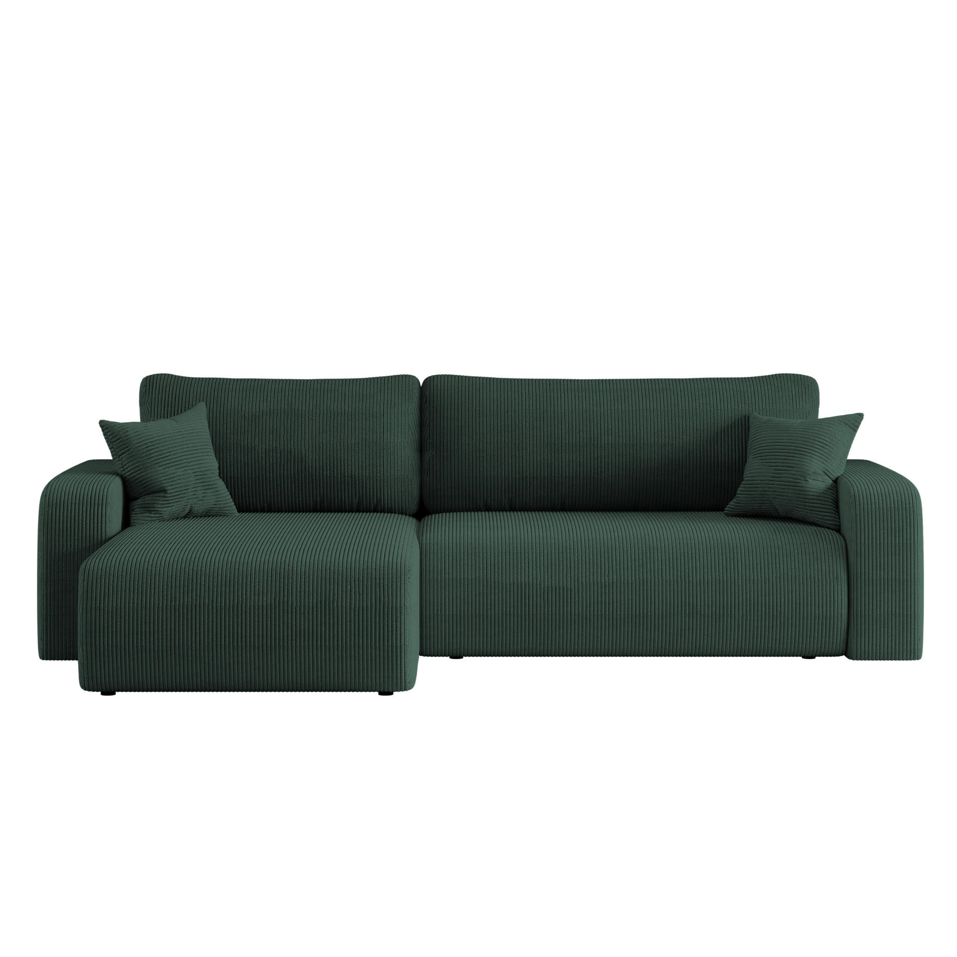 SCHLAFSOFA MILANO XL und bettkasten stoff Poso Dicker Cord Grün Links - Grün, Holz (274/82/145cm) - Kaiser Möbel