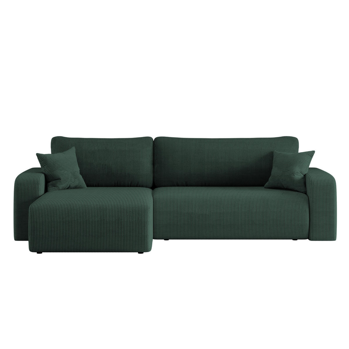 SCHLAFSOFA MILANO XL und bettkasten stoff Poso Dicker Cord Grün Links - Grün, Holz (274/82/145cm) - Kaiser Möbel