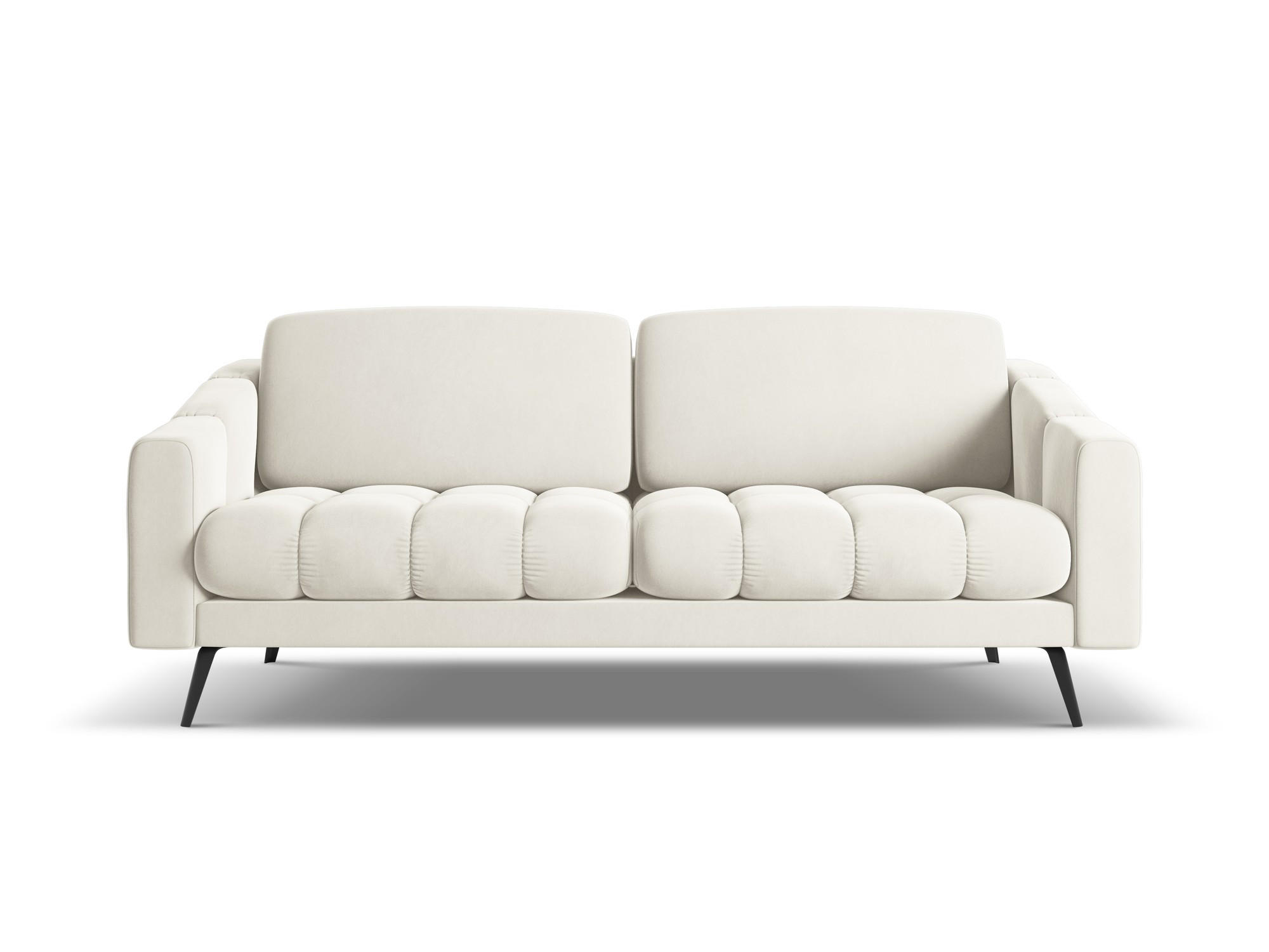 3-SITZER SOFA Samt Stoff Beige - Beige/Creme, Textil/Metall (202/80/95cm) - Makamii