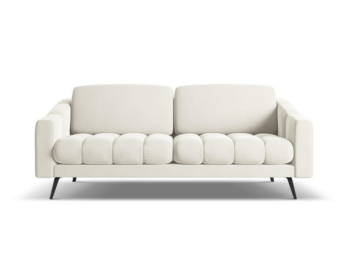 3-SITZER SOFA Samt Stoff Beige - Beige/Creme, Textil/Metall (202/80/95cm) - Makamii