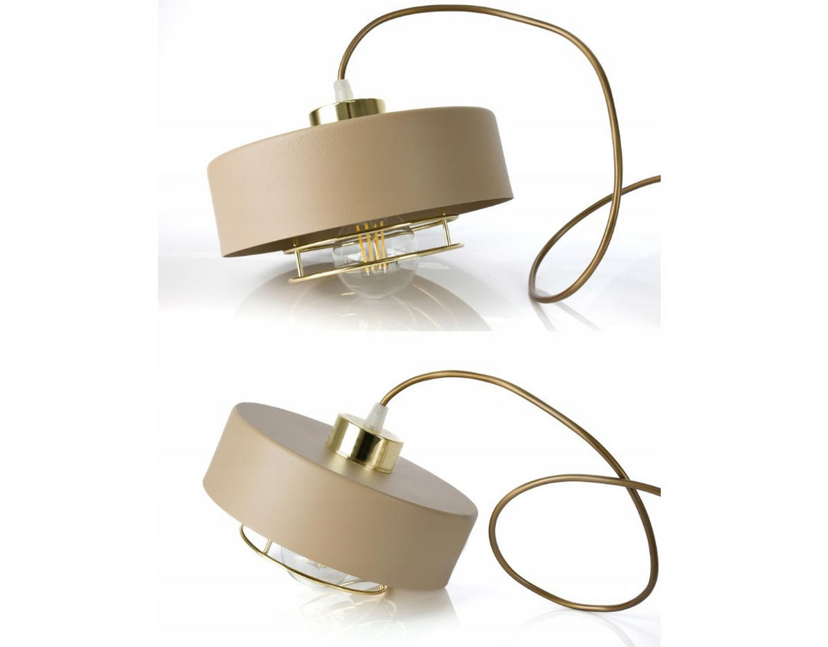 PENDELLEUCHTE ECRU - Beige/Goldfarben, Metall (20/20/100cm) - kiki design