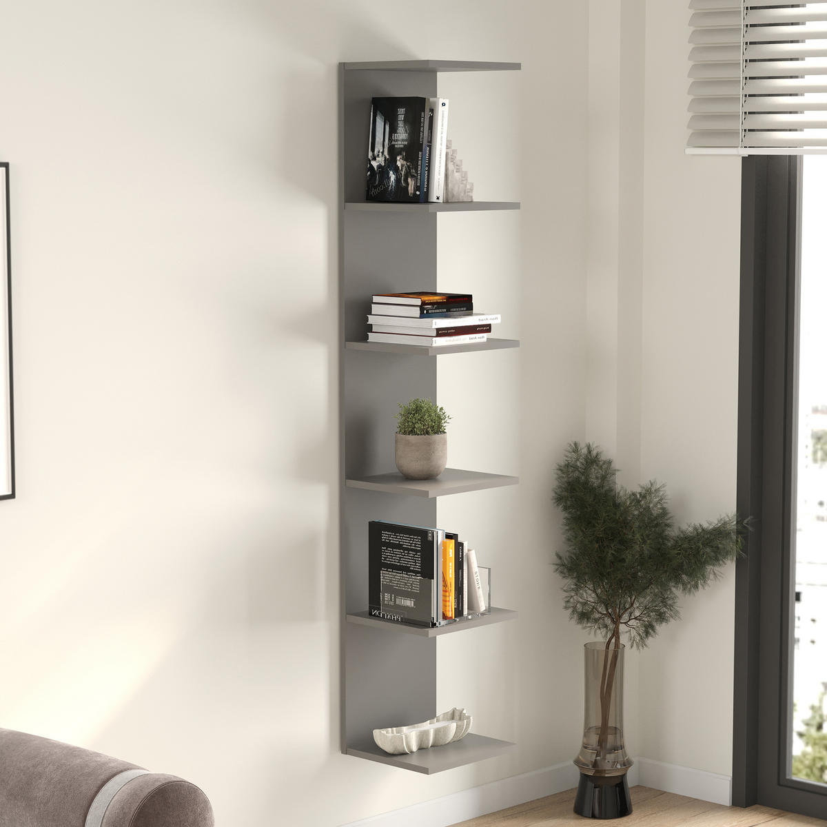 WANDREGAL Surahammar - Grau, Holzwerkstoff (34.5/180/31.5cm) - [en.casa]