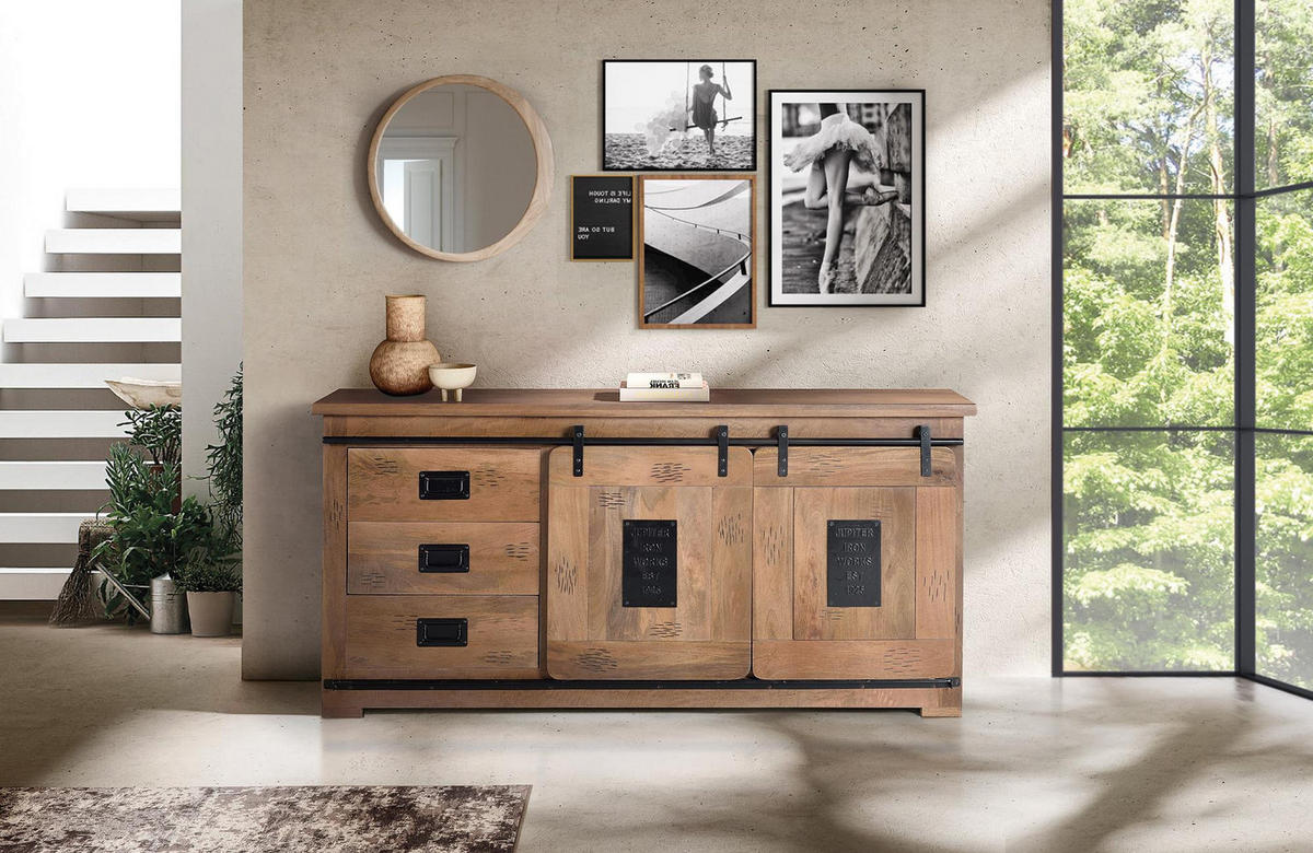 SIDEBOARD in Akazie und Metalldetails - Braun, Holz (45/80/165cm) - Giner y Colomer