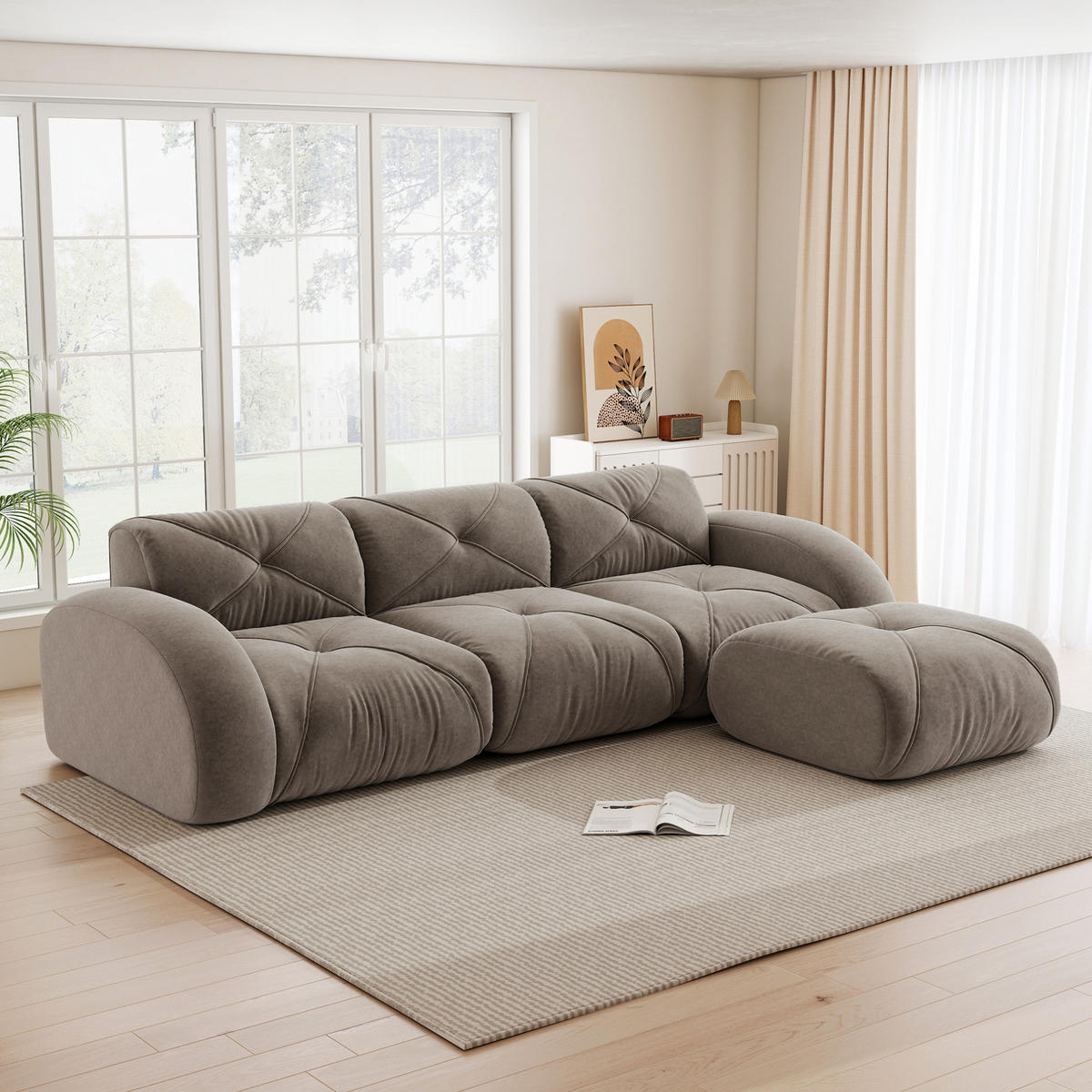 SOFA modular Chenille Braun - Braun, Kunststoff (171/281cm) - Meubliv