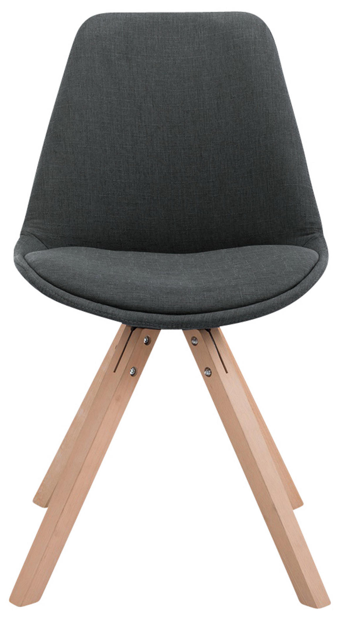 STUHL 4er Set Stoff dunkelgrau - Eukalyptusholzfarben/Dunkelgrau, Holz/Textil (48/84/56cm) - CLP