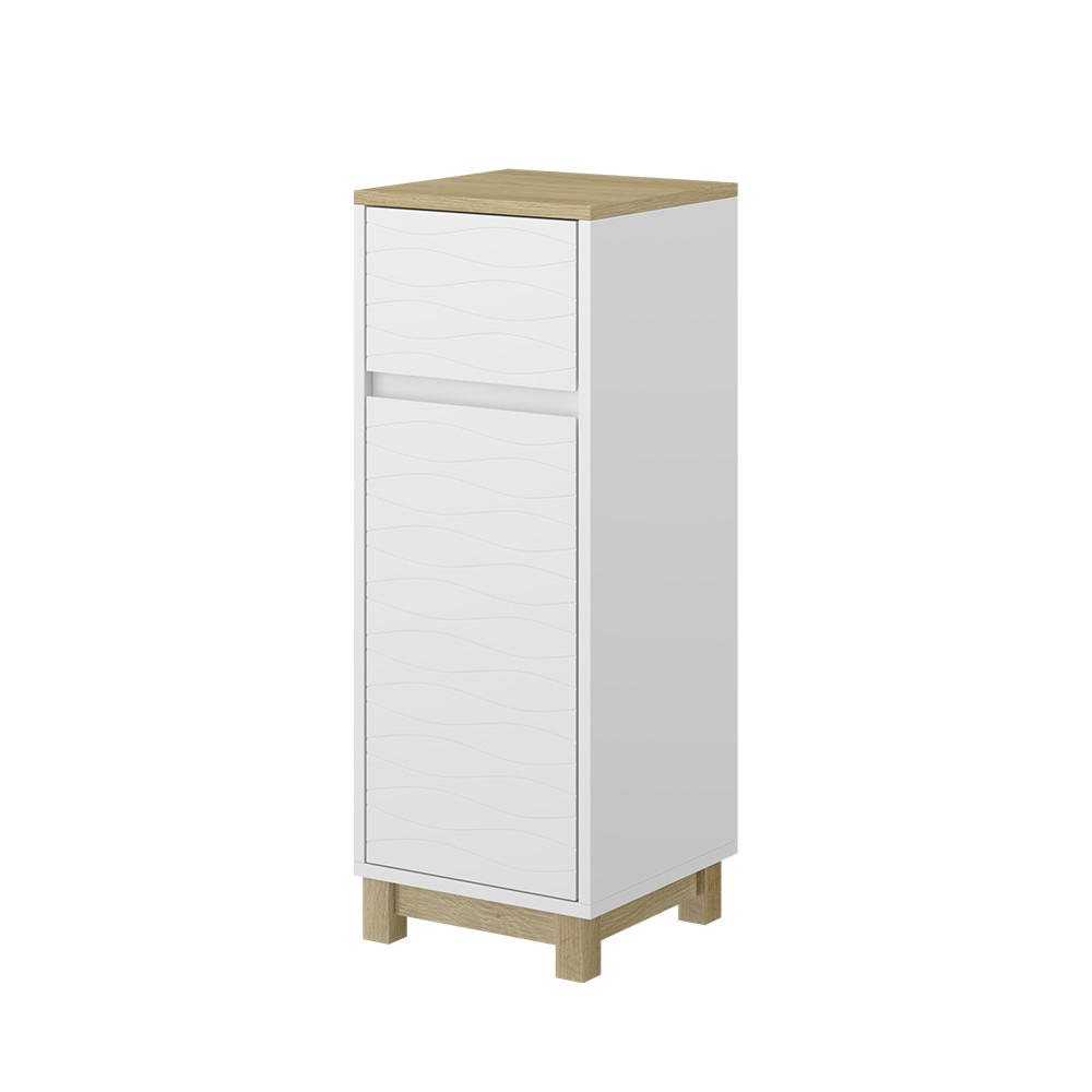 MIDISCHRANK Livia Weiß 30 x 80 cm mit Schublade - Weiß/Naturfarben, Holzwerkstoff (30/80/30cm) - Vicco