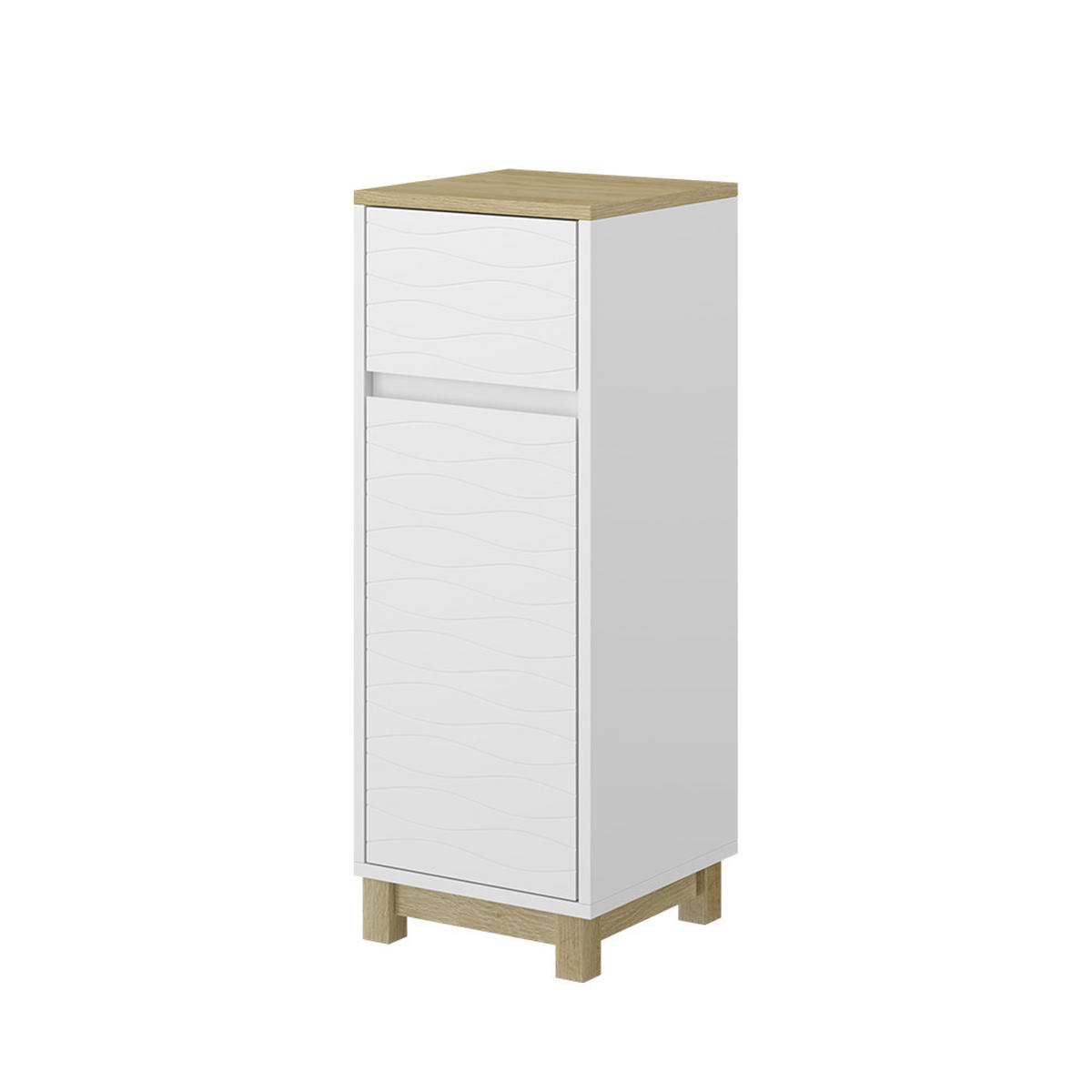 MIDISCHRANK Livia Weiß 30 x 80 cm mit Schublade - Weiß/Naturfarben, Holzwerkstoff (30/80/30cm) - Vicco