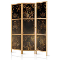 PARAVENT Japanischer 3-tlg 135x172 cm Vintage Ornamente - Schwarz, Holz/Textil (135/172/3cm) - Muralo