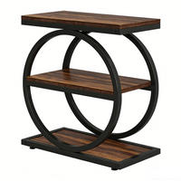 BEISTELLTISCH schmal Stauraum Holz Industrial Design modern - Braun, Metall (30/60/65cm) - Kaket