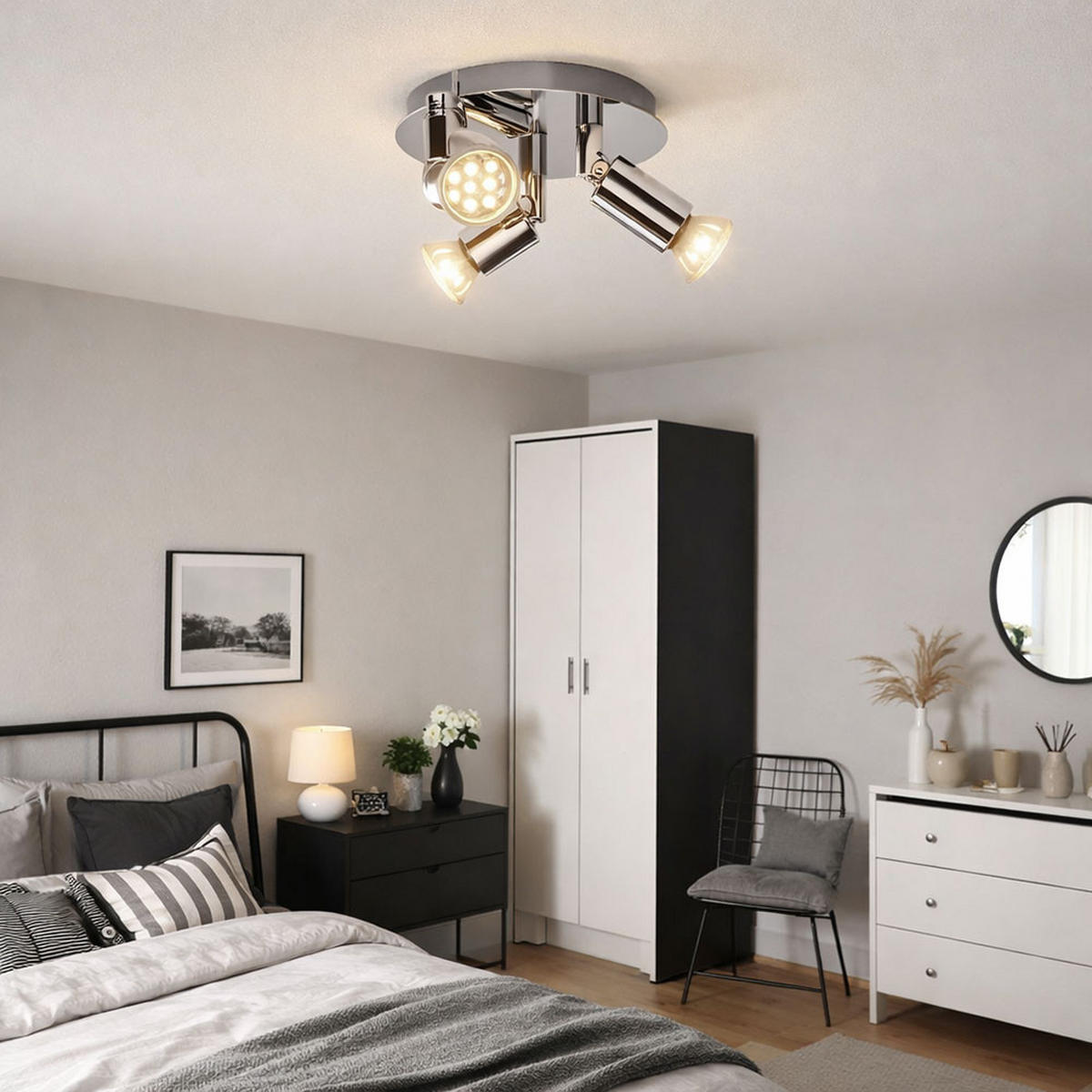 LED DECKENLEUCHTE Chrom Bewegliche Spots - Silberfarben, Metall (16/16/7.4cm)