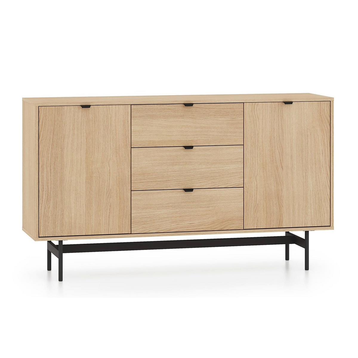 KOMODA Heggers 2-dveřová 150 cm - černá/barva dubu, kov/kompozitní dřevo (150/85/40cm) - Selsey
