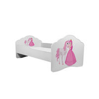 KINDERBETT Casimo weiß / Motiv Prinzessin mit Pferd 88 / 164 / 63cm - Weiß, Holz/Holzwerkstoff (70/140cm) - Feldmann-Wohnen