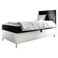 BOXBETT Filip Junior 1, Seite zum Öffnen des Bettkastens: Rechts - Schwarz/Weiß, Holz (90/200cm) - MIRJAN24
