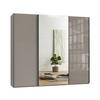 SCHWEBETÜRENSCHRANK 3-türig B250/H216/T65 cm in Sand Grau mit Glasfront und Spiegel inkl. Vollausstattung / 22034 - Sandfarben/Schwarz, Holzwerkstoff/Metall (250/216/65cm) - luma-home