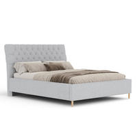 POLSTERBETT Vezzola Hellgrau 120/200 cm im Webstoff - Hellgrau/Naturfarben, Holz/Holzwerkstoff (120/200cm) - Maison de Reve