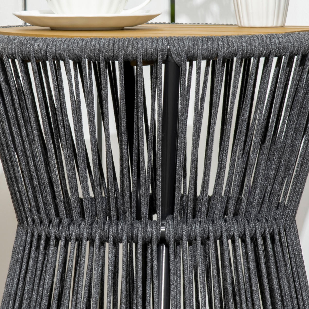 BALKONTISCH, Dunkelgrau+Natur, Aluminium, PS, PE - Dunkelgrau, Kunststoff (39/39/49cm) - Outsunny