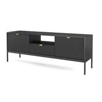 TV-SCHRANK 154 cm Galla mit Schublade, 2 Türen, gold accessories, Schwarz - Schwarz, Holz (154/56/39cm) - Emporius