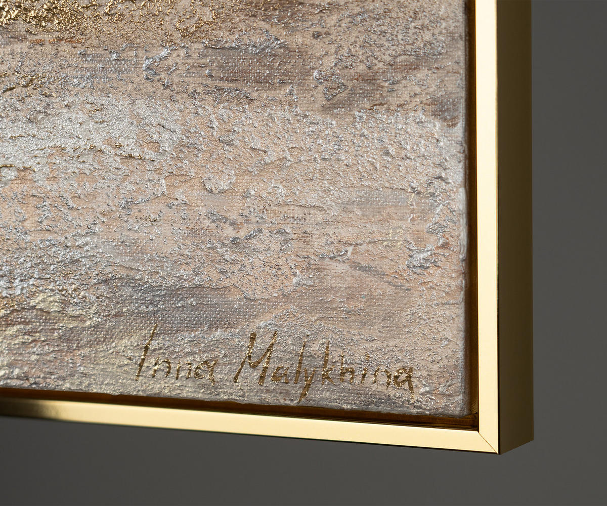 GEMÄLDE Meeresleuchten Schattenfugenrahmen Gold 120x80 cm - Goldfarben, Holz (120/80cm) - YS-art gallery