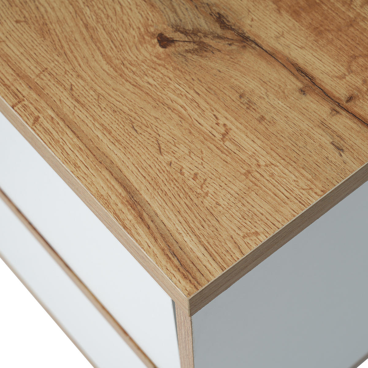 LOWBOARD in Weiß mit Fächern und Türen für Wohnzimmer, B175/T37/H51cm - Naturfarben/Weiß, Holzwerkstoff/Metall (175/51/37cm) - STILVORA